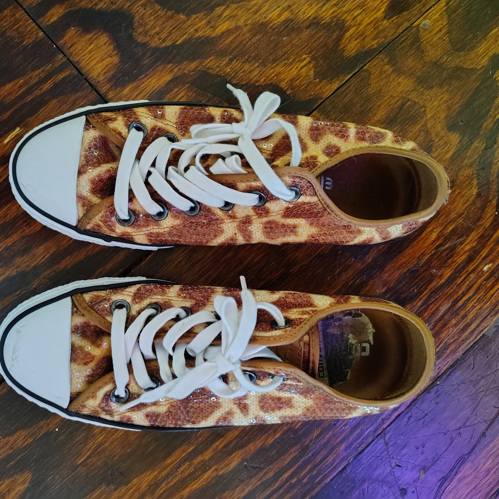 Giraffe Print Sneakers with White Laces